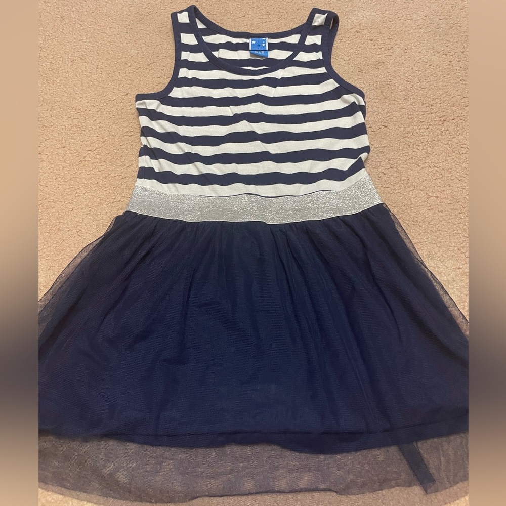 Navy and White Striped Kids Dress